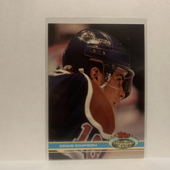 #137 Craig Simpson Edmonton Oilers 1991-92 Topps Stadium Club Hockey Card JV