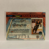 #137 Craig Simpson Edmonton Oilers 1991-92 Topps Stadium Club Hockey Card JV