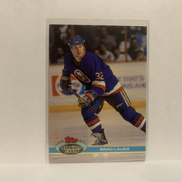 #142 Brad Lauer New York Islanders 1991-92 Topps Stadium Club Hockey Card JW