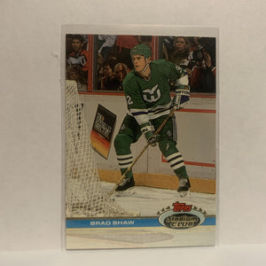 #83 Brad Shaw Hartford Whalers 1991-92 Topps Stadium Club Hockey Card JX