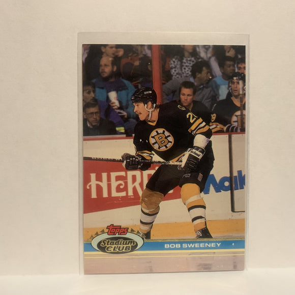 #75 Bob Sweeney Boston Bruins 1991-92 Topps Stadium Club Hockey Card JY