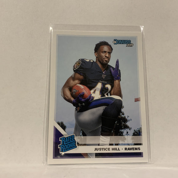 #333 Justice Hill Baltimore Ravens Rated Rookie 2019 Donruss Football Card AW