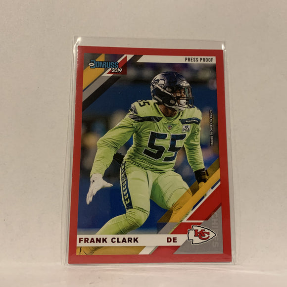 #232 Frank Clark Kansas City Chiefs Red Press Proof 2019 Donruss Football Card AW