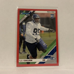 #263 L.J. Collier Seattle Seahawks Rookie Red Press Proof 2019 Donruss Football Card AX