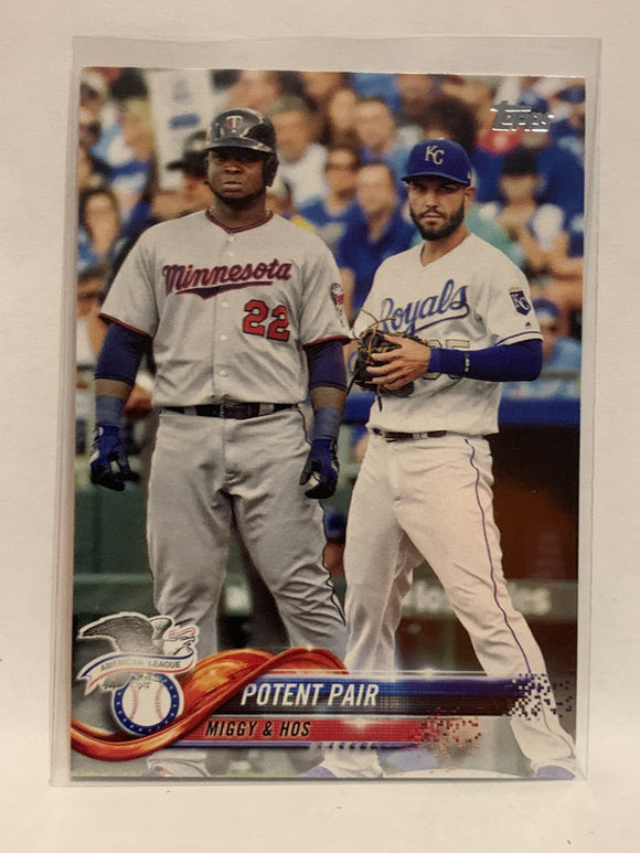 #262 Potent Pair Miggy & Hos 2018 Topps Series One  Baseball Card MLB