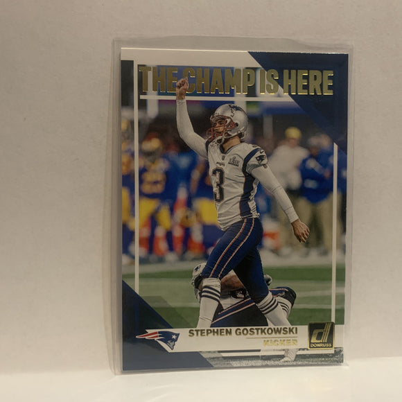 CH-7 Stephen Gostkowski The Champ is Here New England Patriots 2019 Donruss Football Card HC