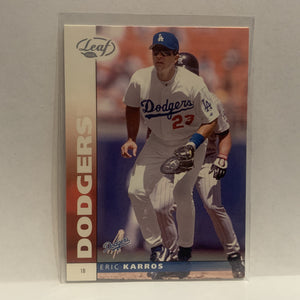 #28 Eric Karros Los Angeles Dodgers 2002 Donruss Leaf Baseball Card HL