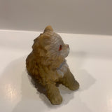 Brown tan long hair cat sitting figurine