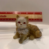 Brown tan long hair cat sitting figurine