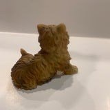 Brown tan long hair cat sitting figurine